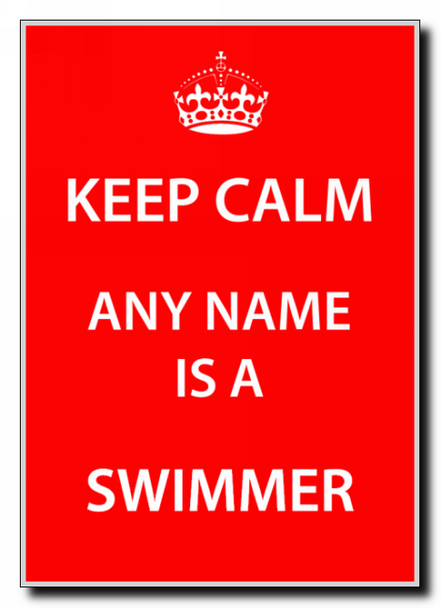 Swimmer Personalised Keep Calm Jumbo Magnet