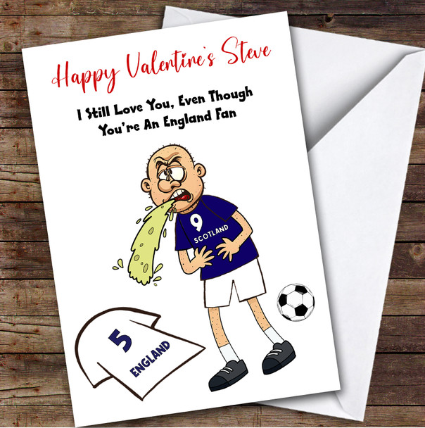 Scotland Vomiting On England Funny England Football Fan Valentine's Card