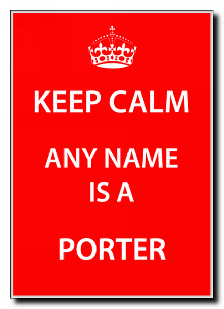 Porter Personalised Keep Calm Jumbo Magnet