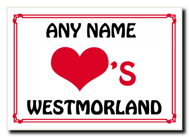 Love Heart Westmorland Personalised Jumbo Magnet