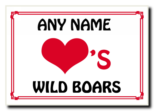 Love Heart Wild Boars Personalised Jumbo Magnet