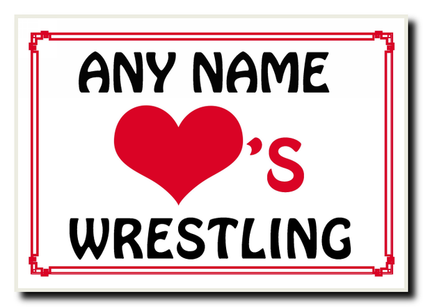 Love Heart Wrestling Personalised Jumbo Magnet
