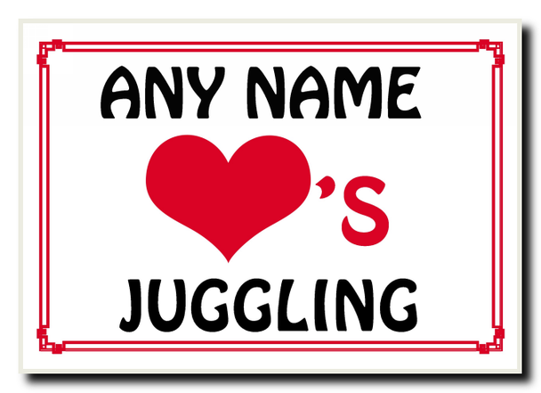 Love Heart Juggling Personalised Jumbo Magnet