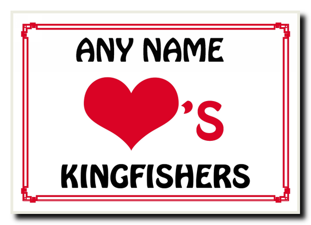 Love Heart Kingfishers Personalised Jumbo Magnet