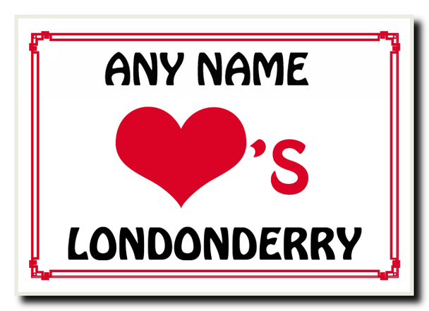 Love Heart Londonderry Personalised Jumbo Magnet