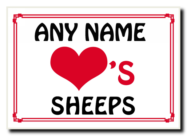 Love Heart Sheeps Personalised Jumbo Magnet