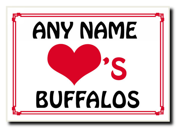 Love Heart Buffalos Personalised Jumbo Magnet