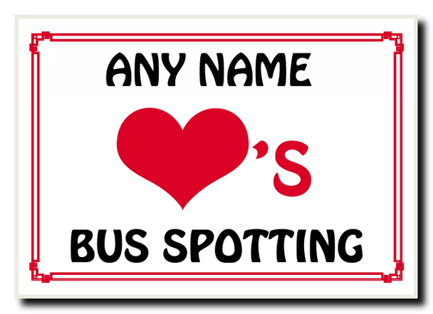 Love Heart Bus Spotting Personalised Jumbo Magnet