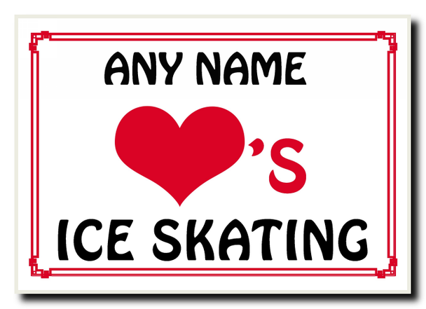 Love Heart Ice Skating Personalised Jumbo Magnet
