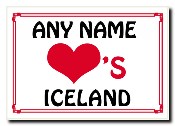 Love Heart Iceland Personalised Jumbo Magnet