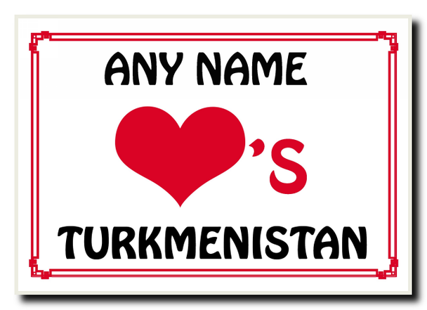 Love Heart Turkmenistan Personalised Jumbo Magnet