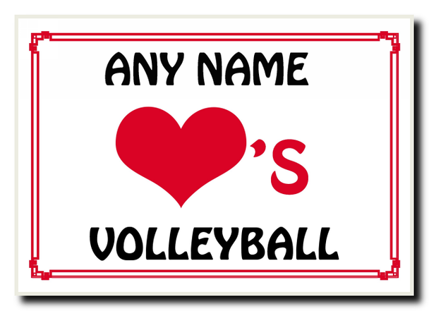 Love Heart Volleyball Personalised Jumbo Magnet