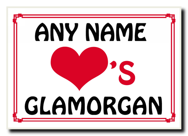 Love Heart Glamorgan Personalised Jumbo Magnet