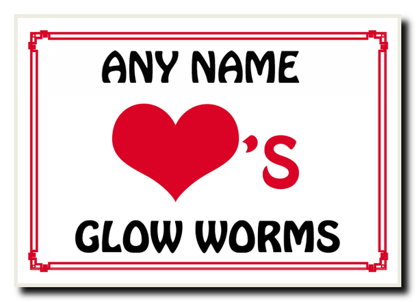 Love Heart Glow Worms Personalised Jumbo Magnet