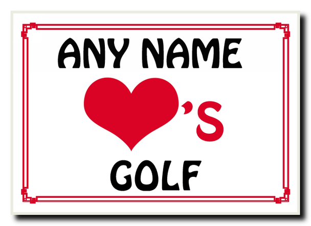 Love Heart Golf Personalised Jumbo Magnet