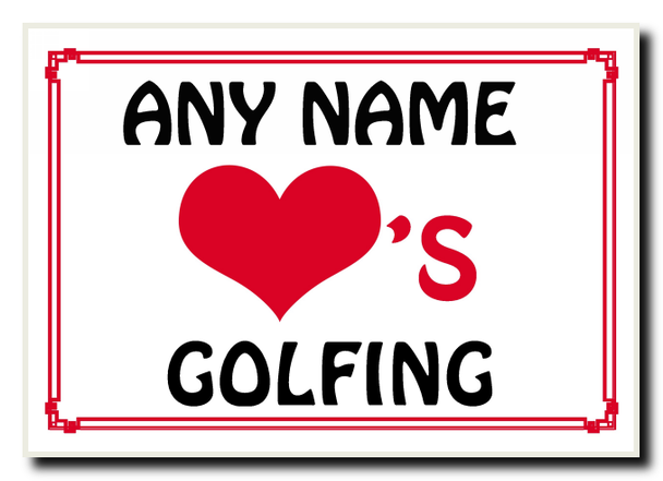 Love Heart Golfing Personalised Jumbo Magnet