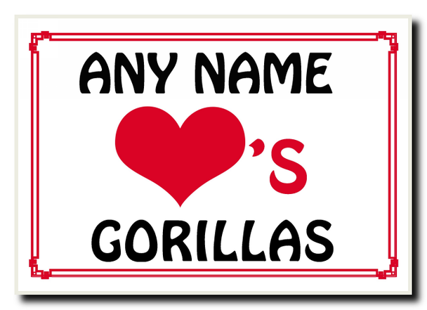 Love Heart Gorillas Personalised Jumbo Magnet