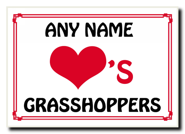 Love Heart Grasshoppers Personalised Jumbo Magnet