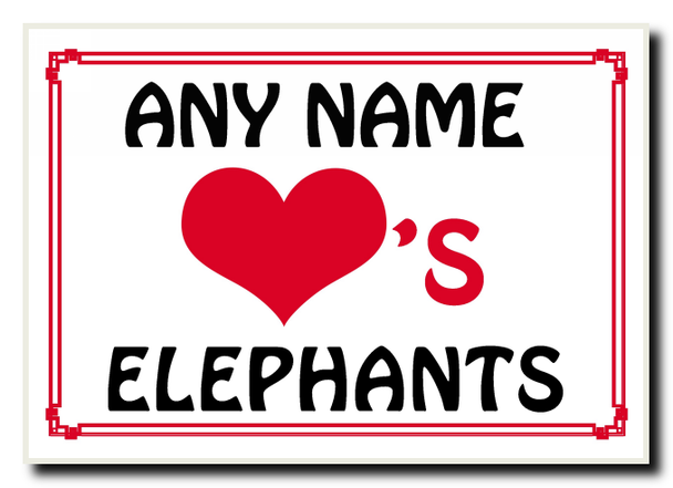 Love Heart Elephants Personalised Jumbo Magnet