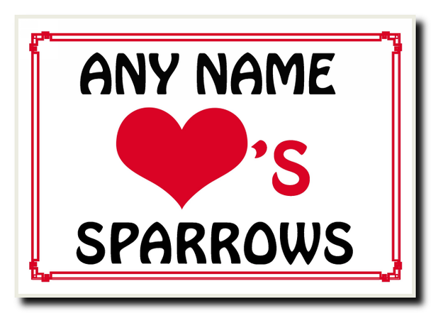 Love Heart Sparrows Personalised Jumbo Magnet