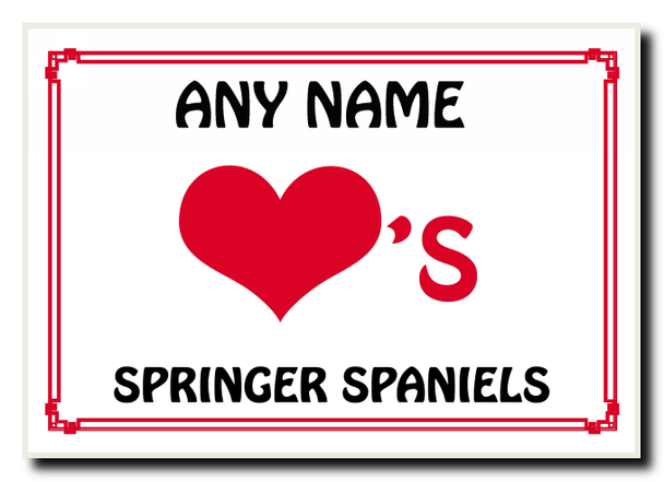 Love Heart Springer Spaniels Personalised Jumbo Magnet