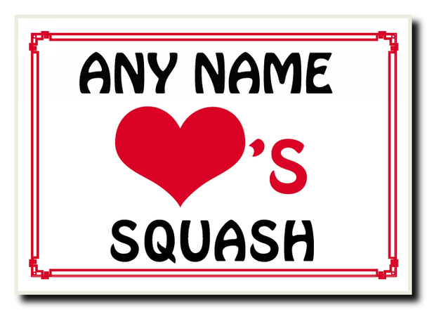 Love Heart Squash Personalised Jumbo Magnet