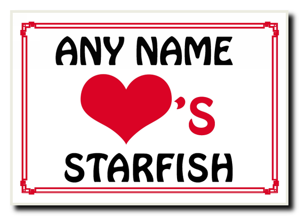 Love Heart Starfish Personalised Jumbo Magnet
