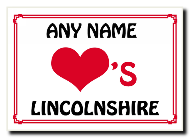 Love Heart Lincolnshire Personalised Jumbo Magnet
