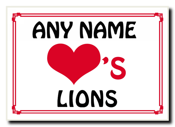 Love Heart Lions Personalised Jumbo Magnet