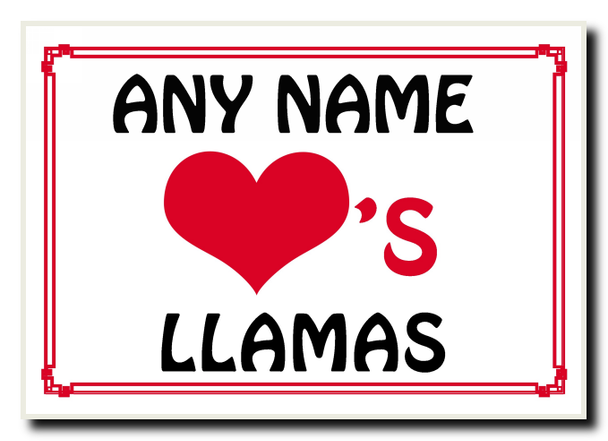 Love Heart Llamas Personalised Jumbo Magnet