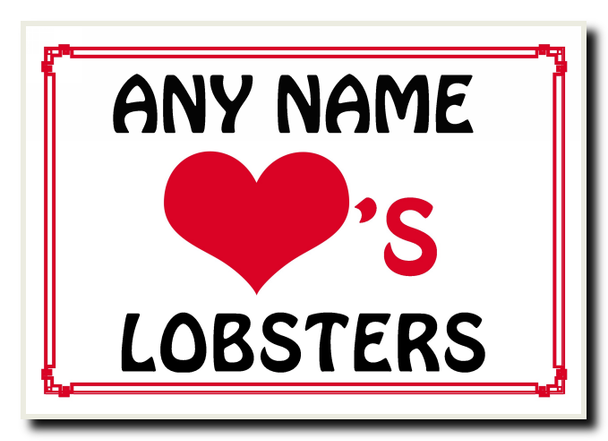 Love Heart Lobsters Personalised Jumbo Magnet