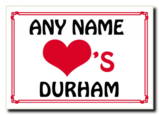 Love Heart Durham Personalised Jumbo Magnet