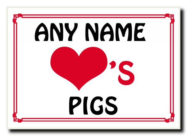 Love Heart Pigs Personalised Jumbo Magnet