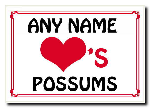 Love Heart Possums Personalised Jumbo Magnet