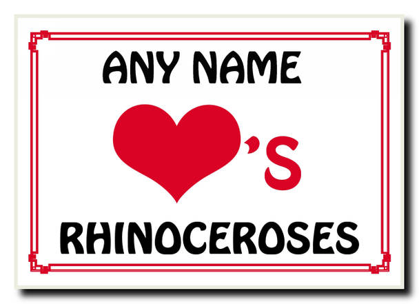 Love Heart Rhinoceroses Personalised Jumbo Magnet