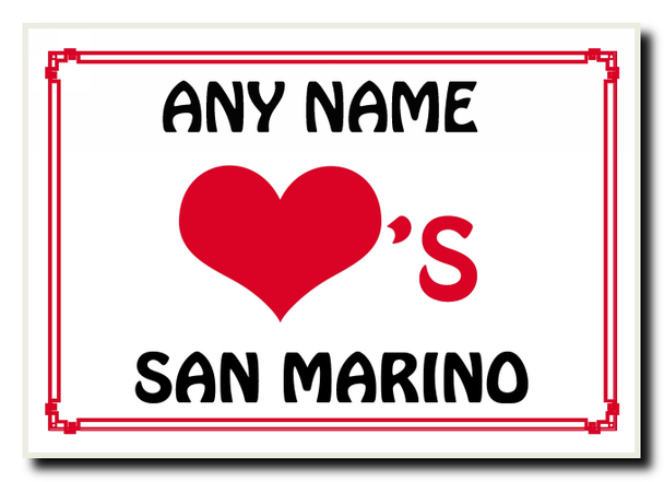 Love Heart San Marino Personalised Jumbo Magnet