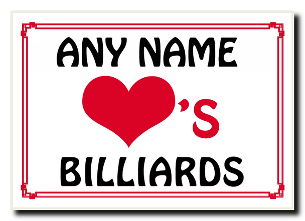 Love Heart Billiards Personalised Jumbo Magnet