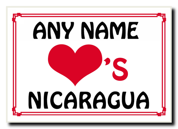 Love Heart Nicaragua Personalised Jumbo Magnet