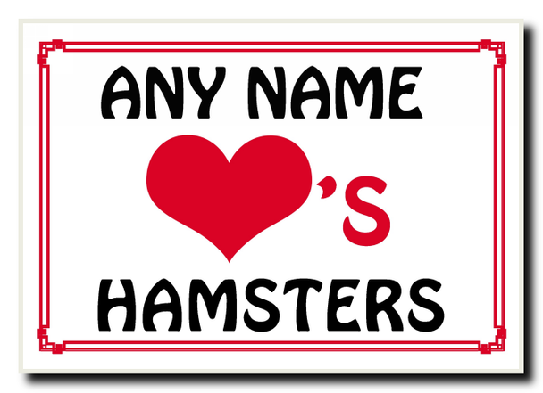 Love Heart Hamsters Personalised Jumbo Magnet