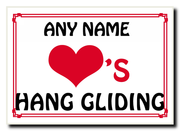 Love Heart Hang Gliding Personalised Jumbo Magnet