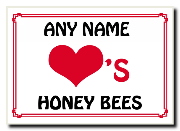 Love Heart Honey Bees Personalised Jumbo Magnet
