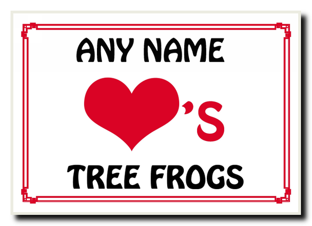 Love Heart Tree Frogs Personalised Jumbo Magnet