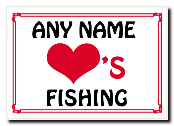 Love Heart Fishing Personalised Jumbo Magnet