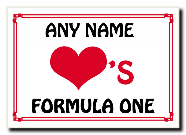 Love Heart Formula One Personalised Jumbo Magnet
