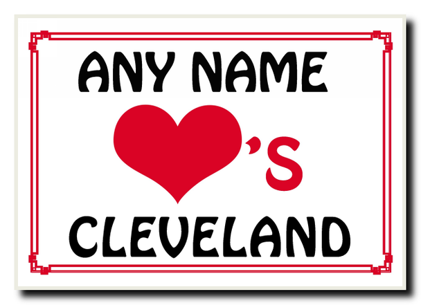 Love Heart Cleveland Personalised Jumbo Magnet