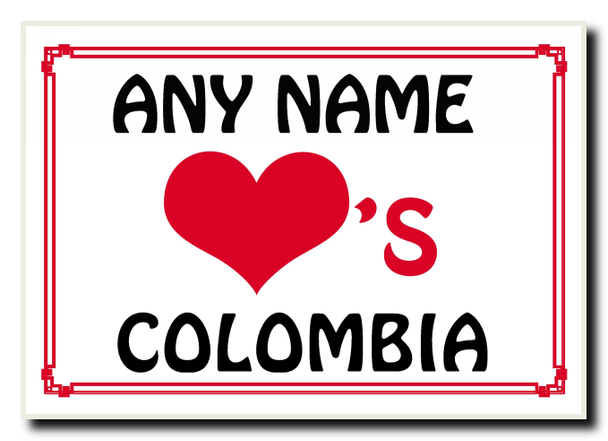 Love Heart Colombia Personalised Jumbo Magnet