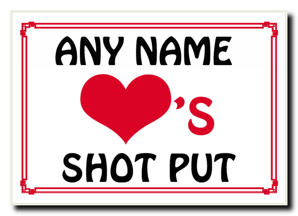 Love Heart Shot Put Personalised Jumbo Magnet