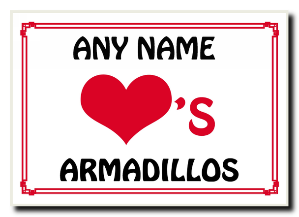 Love Heart Armadillos Personalised Jumbo Magnet