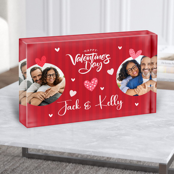 Red Round Photo Frames Valentine's Gift Personalised Acrylic Block