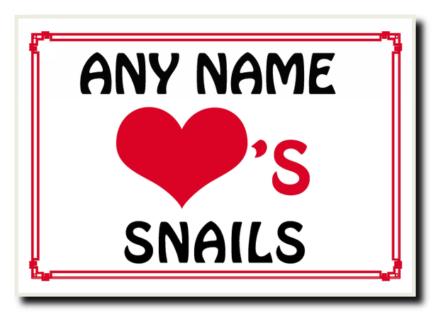 Love Heart Snails Personalised Jumbo Magnet